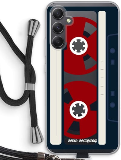 Case Company® - Hoesje met koord geschikt voor Samsung Galaxy A34 hoesje met Koord - Here's your tape - Telefoonhoesje met Zwart Koord - Bescherming aan alle Kanten en Over de Schermrand