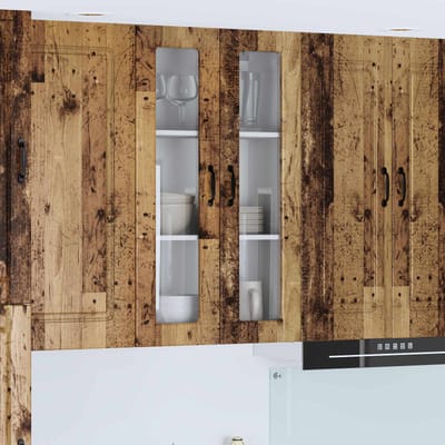 vidaXL - Wandglas - Kasten - LUCCA - Oud - hout - 60 - x - 31 - x - 100 - cm - Bewerkt - hout
