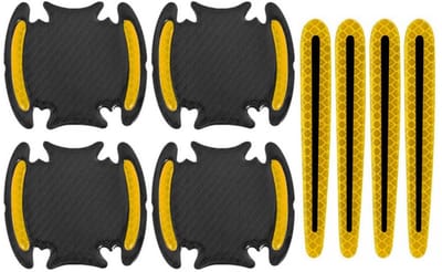 Dailygoods- Autodeurgreep - 8 Stuks - Reflecterende Stickers - Krasbescherming - Handvat - Gele Autodeurbeker - Verf - Deurgreep