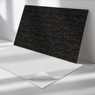 Wallfluent Vinyl Wandpaneel - Elegant marmerpatroon PVC Muurpaneel - 120 cm x 60 cm - Zwart PVC wandpaneel - 1 stuk - Rechthoekig Wandbekleding Vinyl - Texturen Wandpaneel - Zelfklevende Wandbekleding - Wandpaneel Keuken en Badkamer