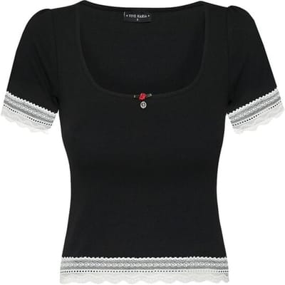 Vive Maria T-shirt - Sweet Cropped Shirt - L tot XXL - voor Vrouwen - zwart-wit