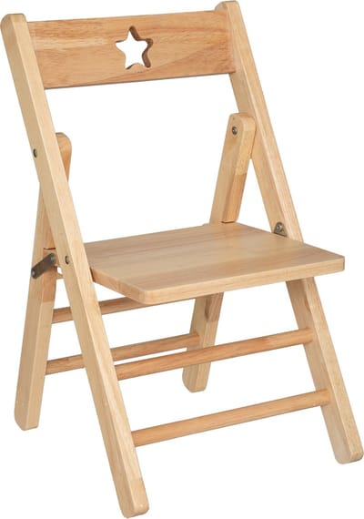 Atmosphera Kinder uitklap stoeltje Stars - naturel - hout - D33 x H52 cm - bijzet stoeltjes voor kinderen - klapstoelen