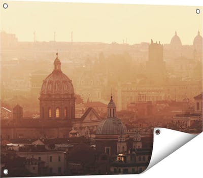 Gards Tuinposter Rome Stad bij Zonsopgang - 80x60 cm - Tuindoek - Tuindecoratie - Wanddecoratie buiten - Tuinschilderij