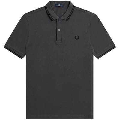 Fred Perry Herenpoloshirt met dubbele kraag (Zwart/Grijs)