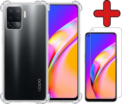 Hoesje - Met Screenprotector - Geschikt voor OPPO A94 - Sterk & Shockproof - Back Cover - Siliconen Case - Telefoon Hoes - Shock Proof - Telefoonhoes - Transparant