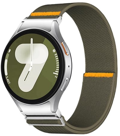 Nylon loop bandje - geschikt voor Samsung Galaxy Watch 7 (40 & 44mm) / Watch 6 (Classic) / Watch 5 (Pro) / Watch 4 (Classic) / Watch FE - met easy pin - army groen