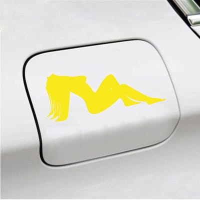 Bumpersticker - Dame - 7,3 X 18 - Geel