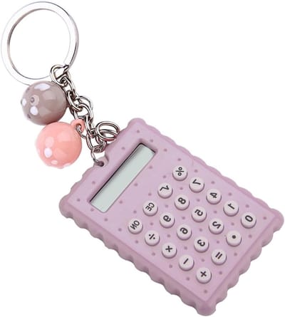 Mini Rekenmachine Sleutelhanger - Draagbare Rekenmachine - Snelle Berekeningen - Siliconen Knoppen - 5.5 cm - Diverse Kleuren