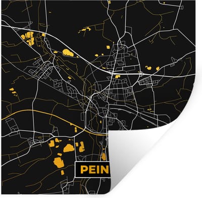 Muurstickers - Sticker Folie - Duitsland – Black and Gold – Peine – Stadskaart – Kaart – Plattegrond - 100x100 cm - Plakfolie - Muurstickers Kinderkamer - Zelfklevend Behang XXL - Zelfklevend behangpapier - Stickerfolie