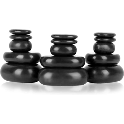 Lot de 20 pierres de basalte noires ovales pour massage et pédicure, huiles essentielles noir