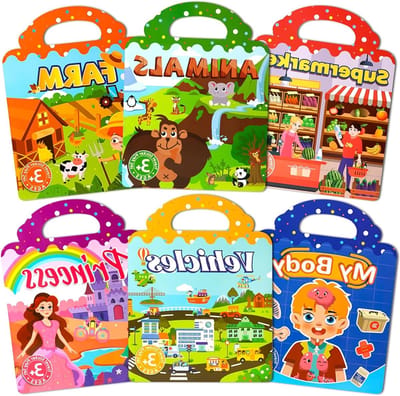 Herbruikbare 3D Stickers voor Kinderen, Ideaal voor Reizen en Creatieve Activiteiten, Geschikt voor Jongens en Meisjes van 3 tot 4 Jaar