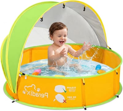 4-in-1 Pop Up Babybad met UV-bescherming, Babyzwembad, Speeltent en Muggennet - Ideaal voor Zomeractiviteiten en Buitenplezier