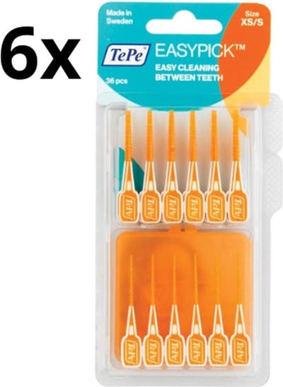TePe Easypick XS/S - Oranje - 6 x 36 stuks - Voordeelverpakking