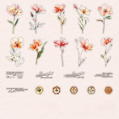 40 STUKS Bloementhema Stickers voor Scrapbooking Zelfklevende Scrapbooking Stickers Benodigdheden Junk Journal Stickers