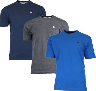 3-Pack Donnay - T-shirt (Vince) - Sportshirt - Heren - Navy/Charcoal-marl/Active-blue (413) - maat S