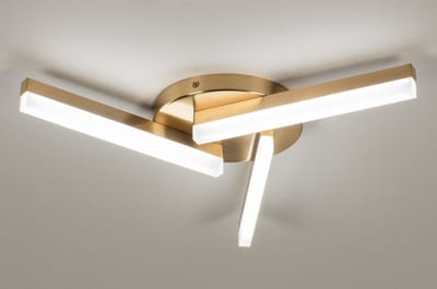Lumidora Plafondlamp 74700 - Plafonniere - STEVO - 3 Lichts - Ingebouwd LED - 18.0 Watt - 1250 Lumen - 2700 Kelvin - Wit - Goud - Messing (kleur) - Kunststof - Badkamerlamp - IP44 - ⌀ 50 cm