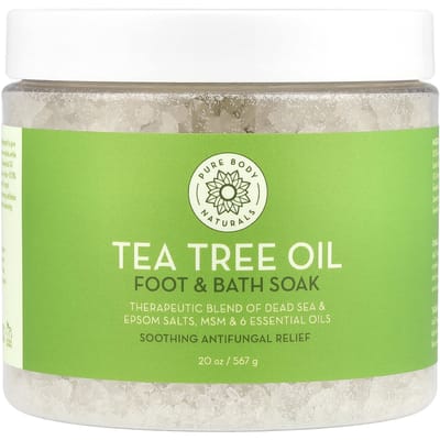 Pure Body Naturals, Te Tree Olie Voetenbad en Badzout, 20 oz (567 gram) beige