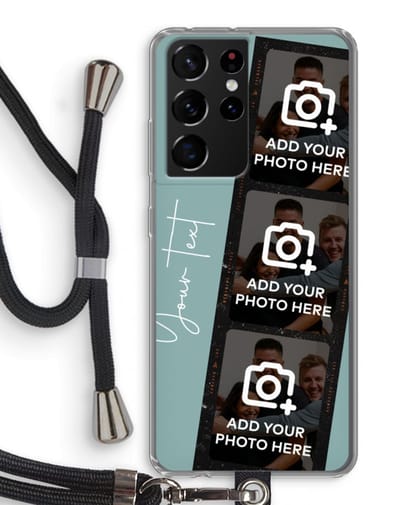 Gepersonaliseerd - Case Company® - Hoesje met koord geschikt voor Samsung Galaxy S21 Ultra hoesje met Koord - Filmrol N°1 - Telefoonhoesje met Zwart Koord - Bescherming aan alle Kanten en Over de Schermrand