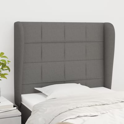 vidaXL - Hoofdbord - met - randen - 83x23x118/128 - cm - stof - donkergrijs