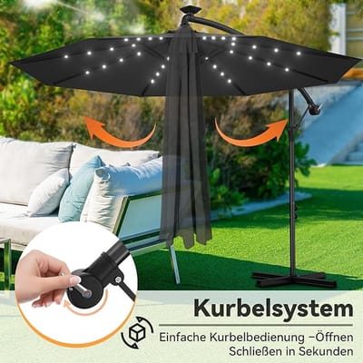 Zweefparasol Depauwonen Ø350 cm – Grote Tuinparasol met Zwengel, UV Bescherming, Waterafstotend Polyester, Aluminium Frame – Balkon, Terras, Strand en Zwembadzonnescherm – Afmetingen op aanvraag – ...