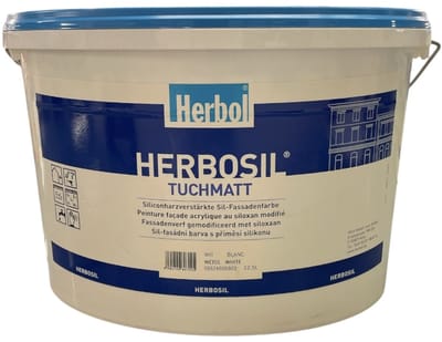Herbol Herbosil Tuchmatt - Hoogwaardige matte gevelverf verf versterkt met siloxaanhars - 12.5 L - Wit