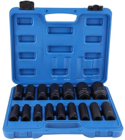 16 stuks 1/2 inch aandrijving luchtinbussleutelset 10-32 mm, nauwkeurige bits, warmtebehandeld, kunststof behuizing voor reparatiewerkzaamheden