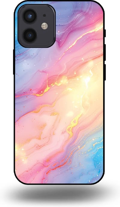 Smartphonica Telefoonhoesje Geschikt voor iPhone 12 Mini met Regenboog Glitter Marmer Opdruk - TPU Backcover Case Rainbow Glitter Marble Design geschikt voor iPhone 12 Mini