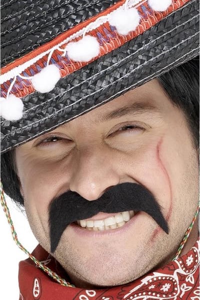 Mexicaanse/cowboy nep/plak snor - 2x stuks - verkleden - zwart - nepsnorren - plaksnorren - zelfklevend