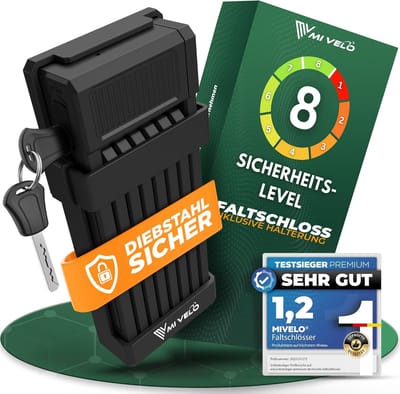 SnelShoppen - Vouwslot Fietsslot Hoge Veiligheid 85 cm | Cijferslot Inclusief Houder | Ideaal voor E-bike, MTB, Racefiets en Scooters | Compact en Vei