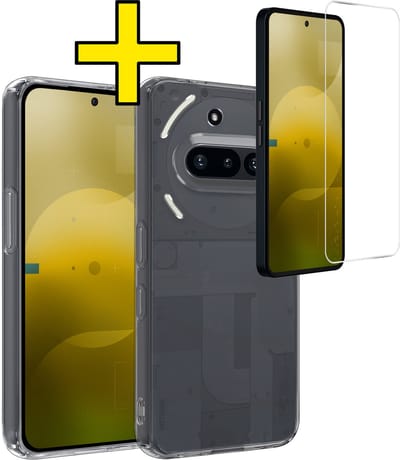 Hoesje - Met Screenprotector - Geschikt voor Nothing Phone (3a) - Sterk & Shockproof - Back Cover - Siliconen Case - Telefoon Hoes - Telefoonhoesjes - Transparant
