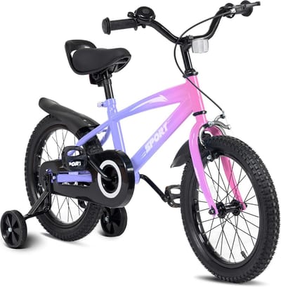 14 Inch Kinderfiets voor Jongens en Meisjes met Steunwielen en Verstelbare Zitting