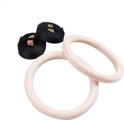 Gymnastiek Ringen - Houten Ringen - Thuis Fitness - Snelle Verstelbanden - 28 mm - Houtkleur