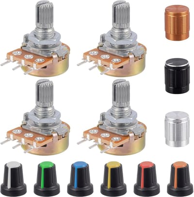 20 Stuks 100k Ohm Lineaire Draaipotentiometer WH148 B100K met Knoppen Set