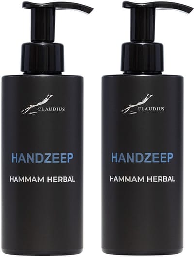 Handzeep Hammam Herbal 300 ml - met pomp - zwarte fles - set van 2 stuks