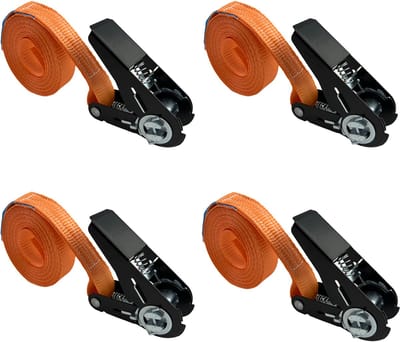 4x ratelspanbanden spanbanden oranje 1-delig 4m 0,8t 800kg zwart slot