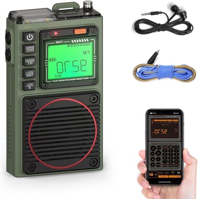 APP Control RF75A Korte Golf Radio Draagbare AM-FM-VHF-SW Ontvanger Met Bluetooth Oplaadbaar - 3 Meter Draadantenne