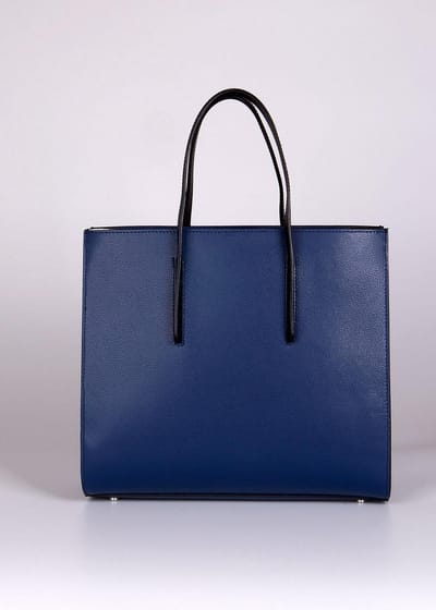 Viabologna leren damestas blauw Italiaans leder Donatella