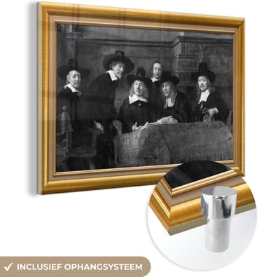 MuchoWow® Glasschilderij 60x40 cm - Schilderij acrylglas - Kunst - Van Rijn - Lijsten - Goud - Foto op glas - Schilderijen