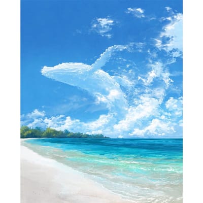 Volledige ronde DIY 5D Diamond Painting Cartoon dier dolfijn kruissteek 20X30CM blue