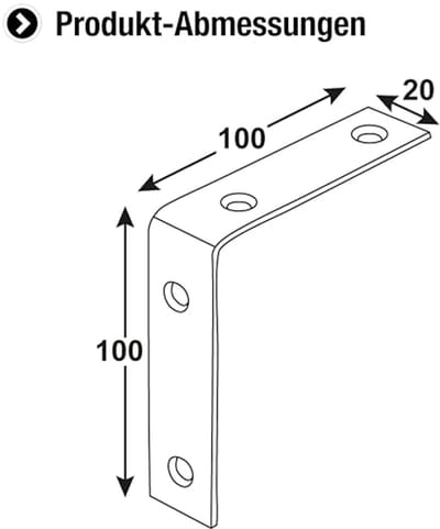 Stoelhoek 100 x 100 x 20 mm - 12 Stuks - Verzonken Verbindingen voor Constructies