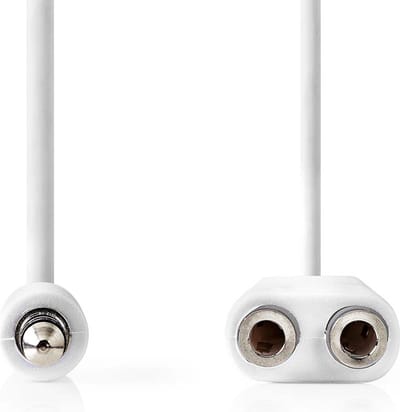 Nedis Stereo-Audiokabel - 3,5 mm Male - 2x 3,5 mm Female - Vernikkeld - 0.20 m - Rond - Wit - Envelop