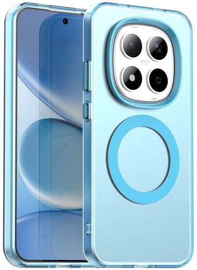 MagSafe Compatibel Backcover Hoesje Geschikt voor Xiaomi Redmi Note 15 Pro 5G - Blauw & Semi-Transparant Design - Stijlvol & Goede Bescherming
