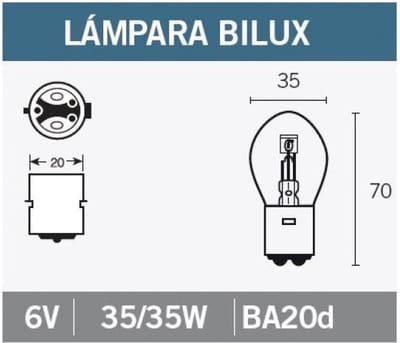 vicma autolamp ba20d 6v 35/35w à l'unité neuf