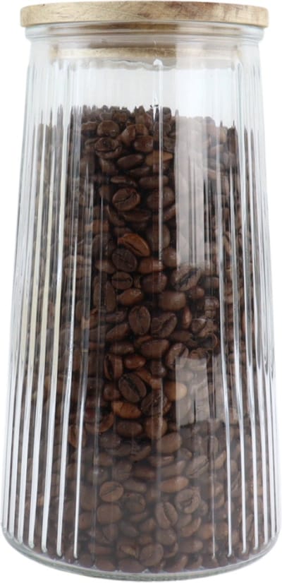 OTIX Voorraadpot - Glas - met Deksel - Snoeppot - 1300ml - Acacia - Wood - Voedselopbergers - Koffiepads Bewaarbus - SIRIUS