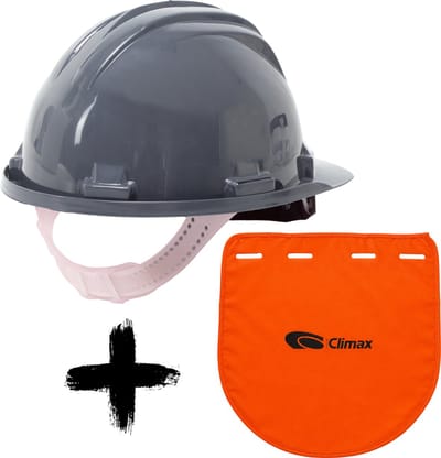 Climax Grijze Bouwhelm met Nekbescherming - Nekflap met Veiligheidshelm