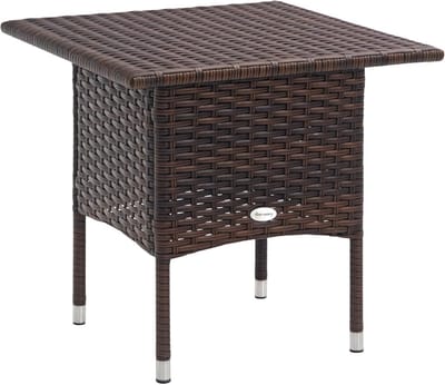 Rotan bijzettafel - Tuin salontafel - Buitenmeubilair - Stalen frame PE rotan - 50x50x47 cm - Gemengd Bruin