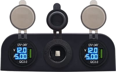 ProRide 12V USB Autolader 1 Poort - Voltmeter en 12V/24V Sigarettenplug - Drievoudig opbouw