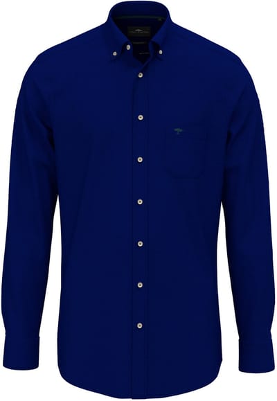 Fynch Hatton - Lange mouw overhemd - Heren - L - Blauw - Katoen - 1614-8400