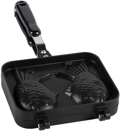Dailygoods- Taiyaki Wafelijzer met Visvorm - Roestvrij Staal - Non-stick Bakvorm - Duurzaam en Makkelijk Schoon te Maken - Mini Draagbaar Ontwerp - Snelle Thermische Geleidbaarheid