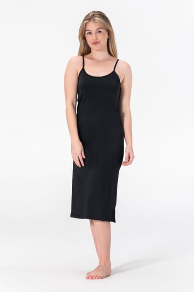 Dames Onderjurk - Nachtjurk - Slaapjurk - Anti-statisch - Zwart - Microfiber - Lang (120CM) - Maat S/M